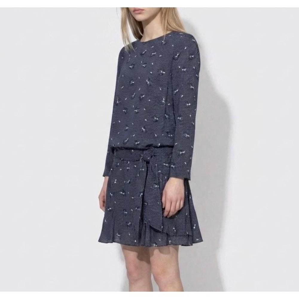 vintage 80s 90s floral polka dot dress size m retro drop waist cocktail new wave